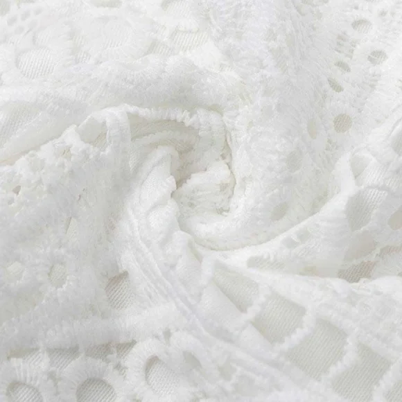 Boho White Low back Tassel Tie Lace dress cover up - Picture 6 of 7